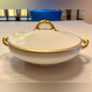 Vintage Haviland Elegant Gold and White Lidded Dish